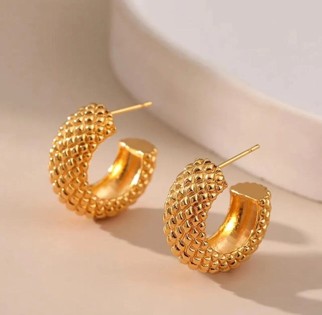 C Shaped Hoop Earrings