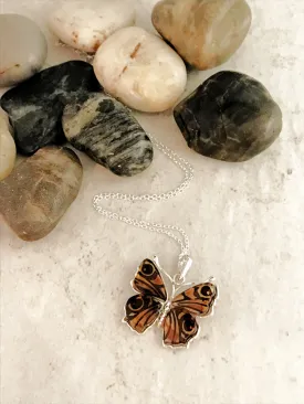 Carved Amber Butterfly Necklace