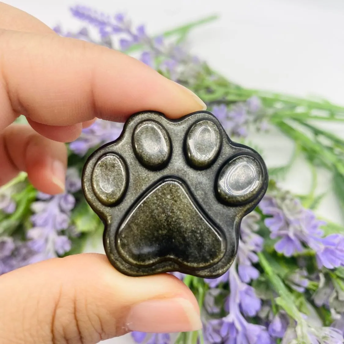 Cat Crystal Paw Print, Crystal Dog Paw, Obsidian, Green Aventurine, Rose Quartz, Fluorite, Cherry Blossom , Crystal Gifts, Reiki Healing