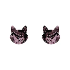 Cat Head Chunky Glitter Resin Stud Earrings - Pink