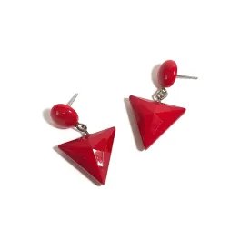 Cherry Red Triangle Statement Geo Drop Earrings