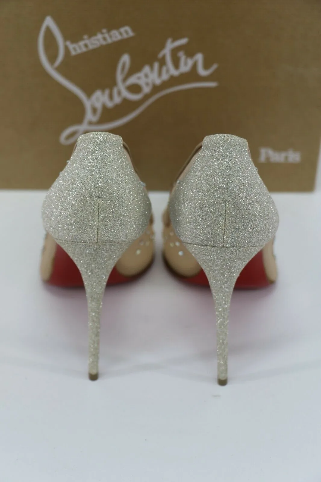 Christian Louboutin Feerica 100 Crystal-flower Embellished Pumps Nude Sz 39.5/9