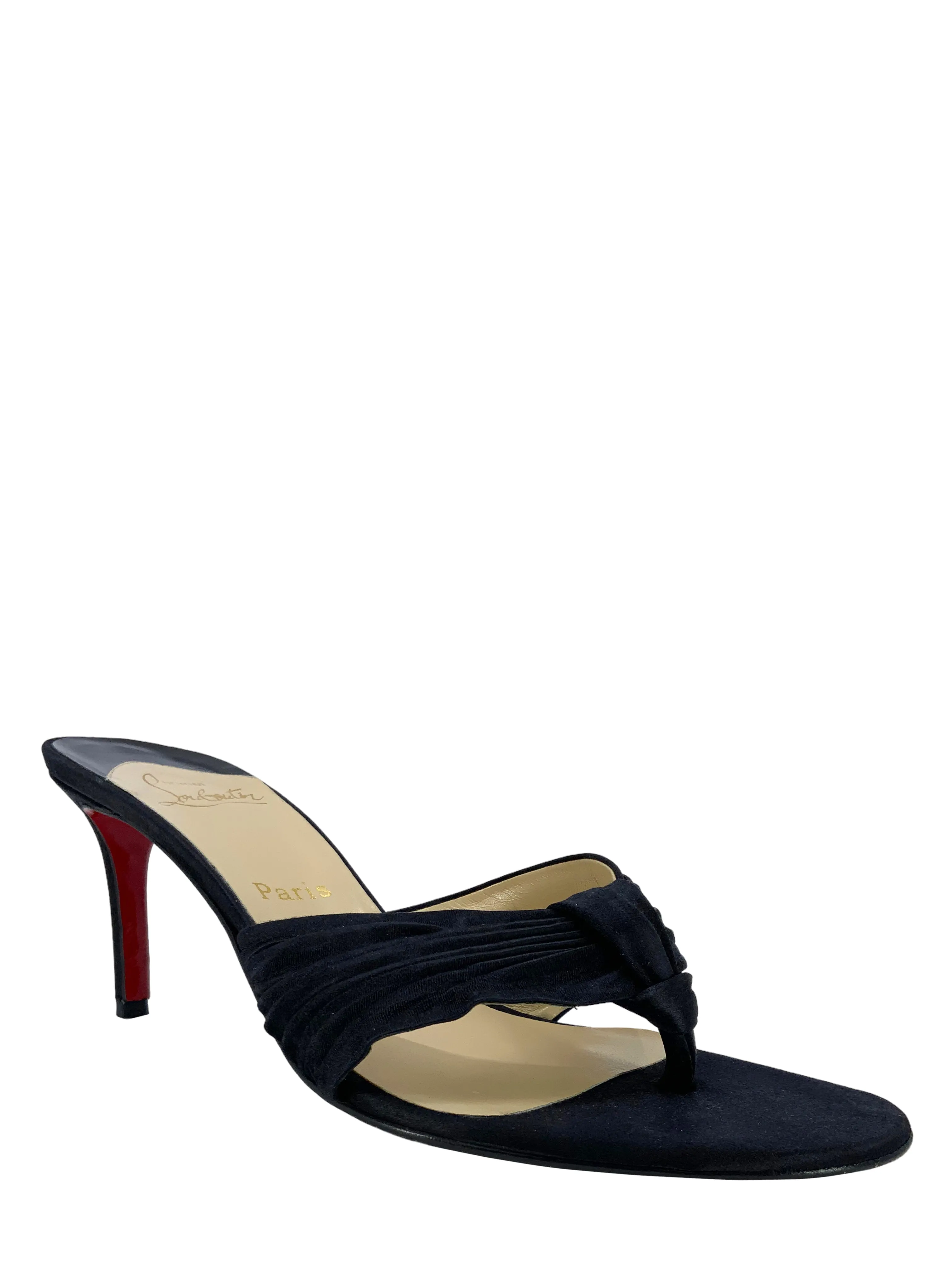 Christian Louboutin Pleated Satin Thong Sandals Size 10.5