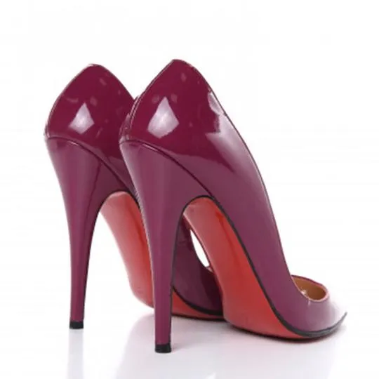 Christian Louboutin Purple Patent Calfskin Pigalle 120 Pumps