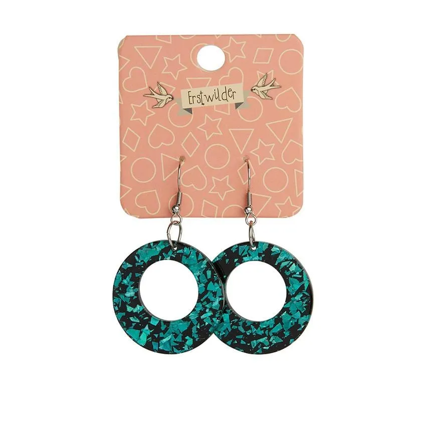 Circle Chunky Glitter Resin Drop Earrings -Mint