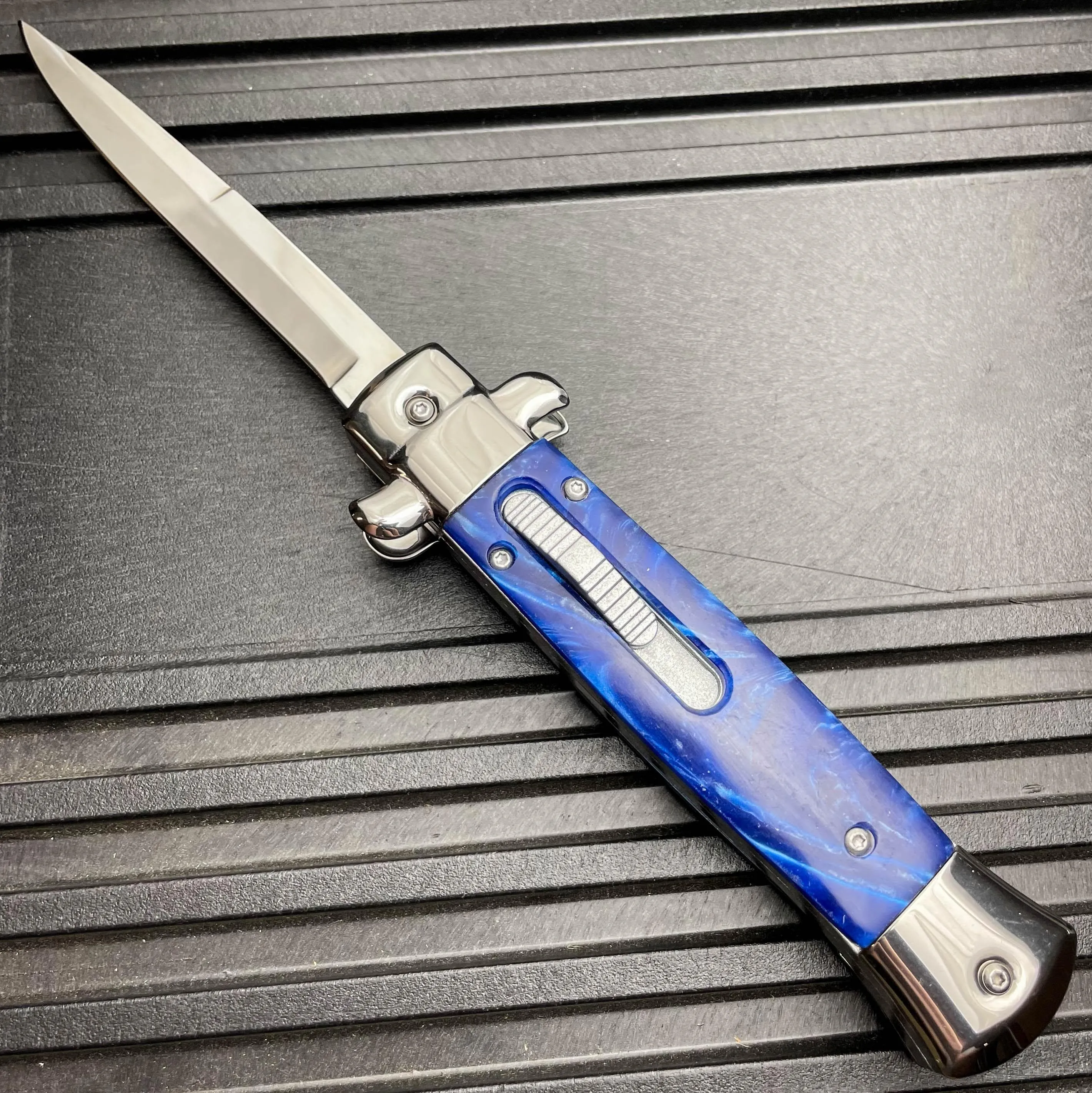 Classic Gentleman Italian Stiletto OTF Blue