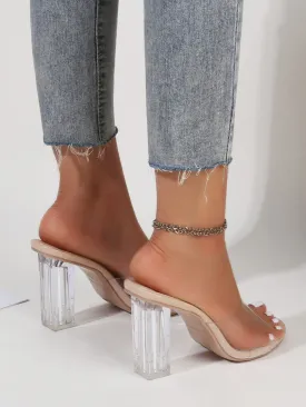 Clear Chunky Mule Sandals