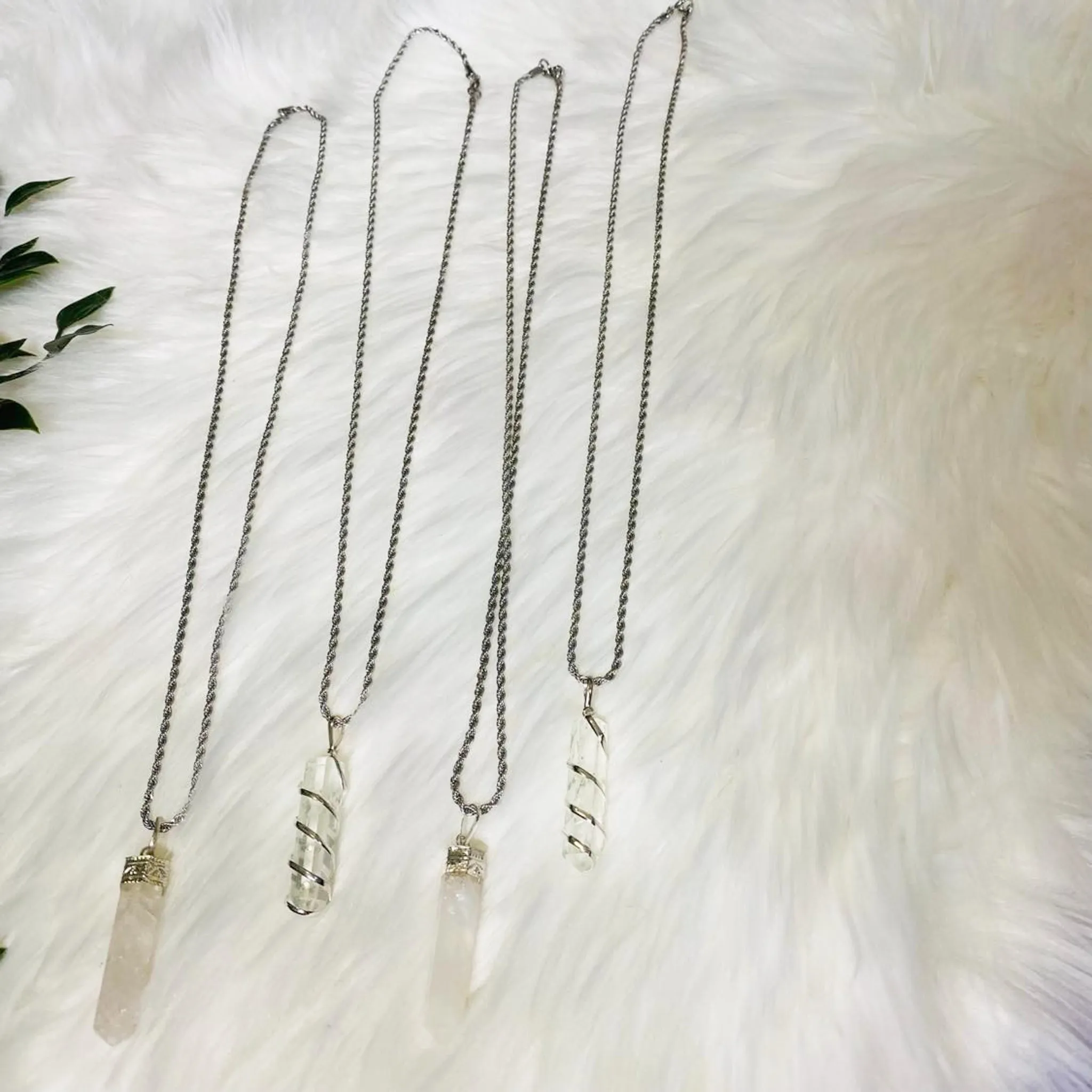 Clear Quartz Pointed Hand Wired Necklace