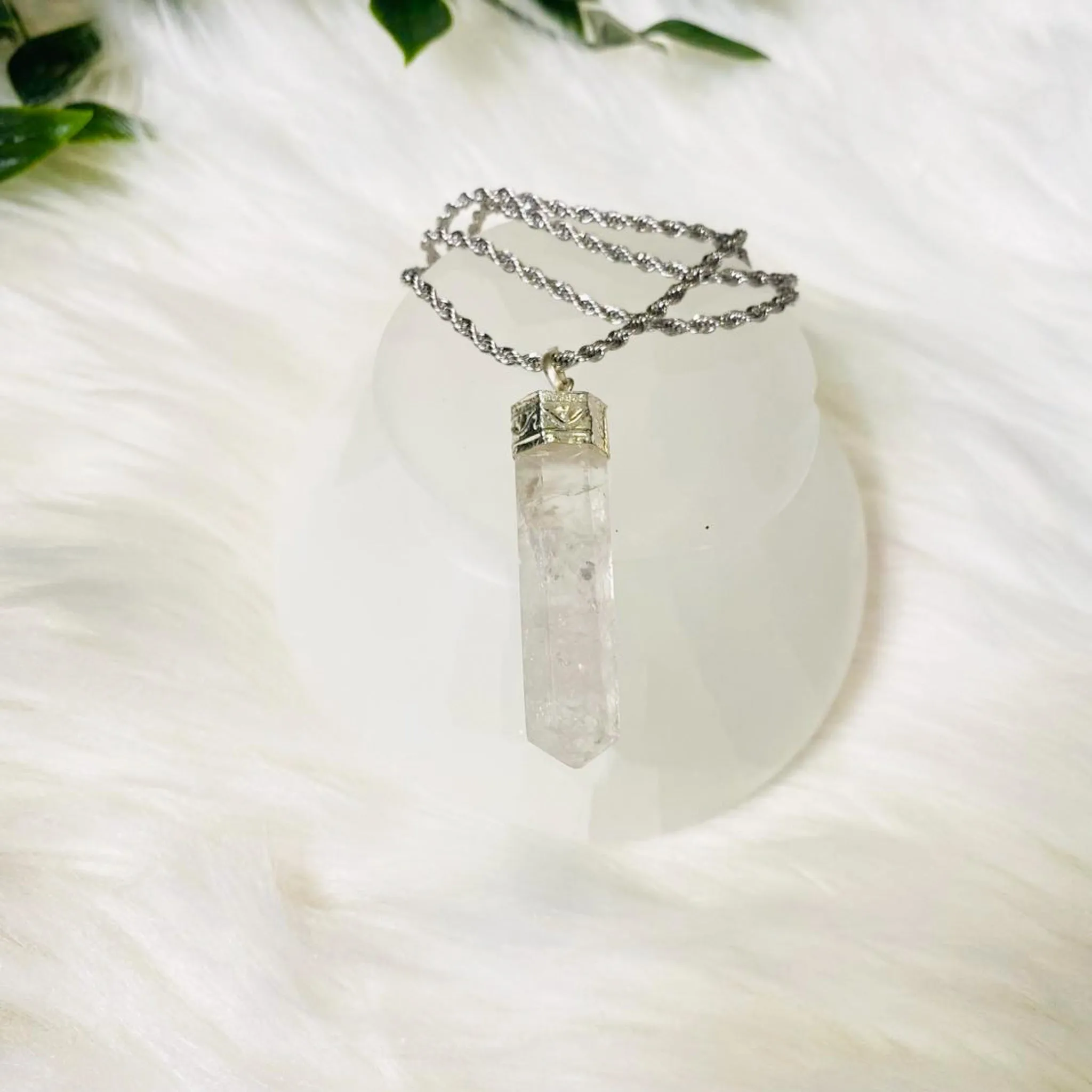 Clear Quartz Pointed Hand Wired Necklace