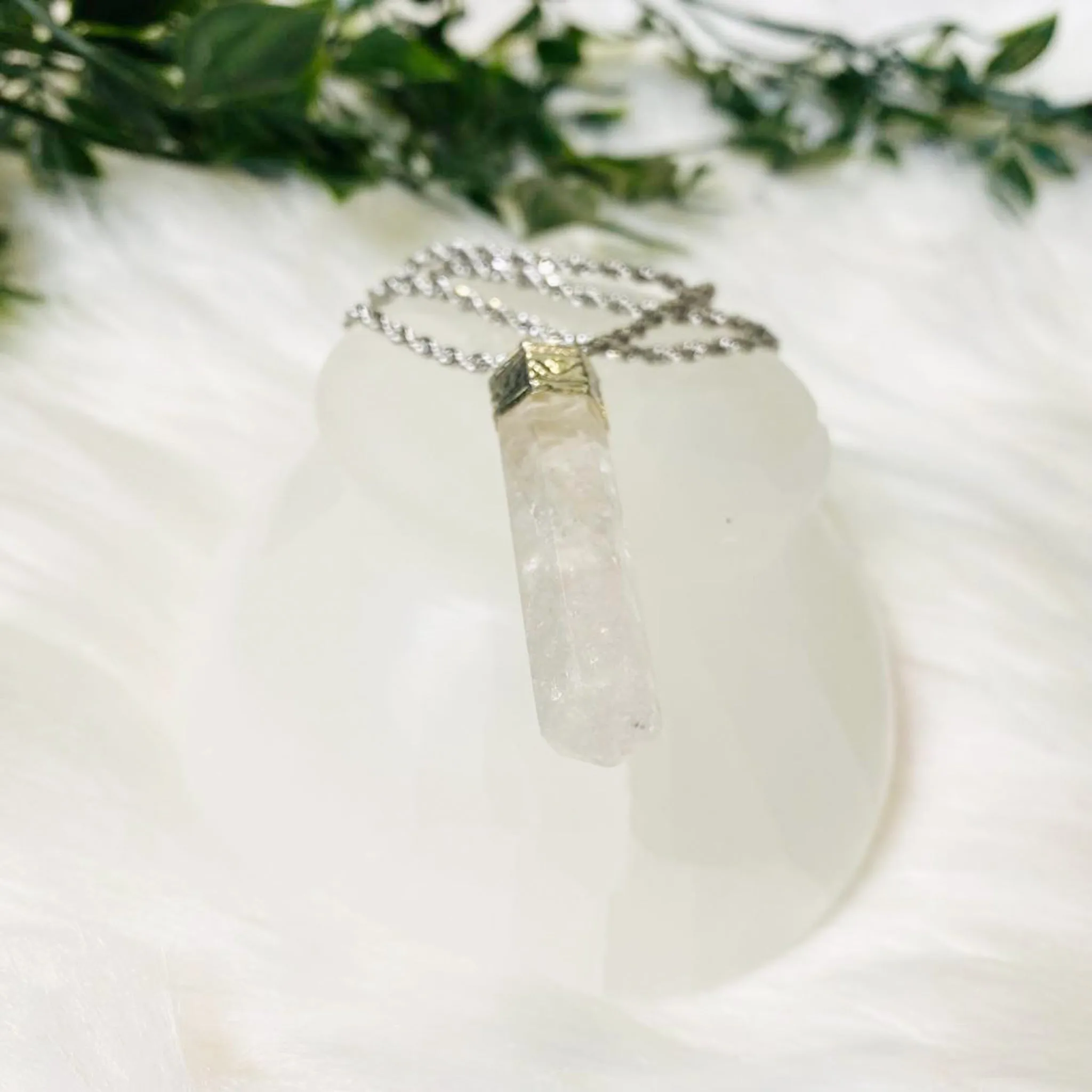 Clear Quartz Pointed Hand Wired Necklace