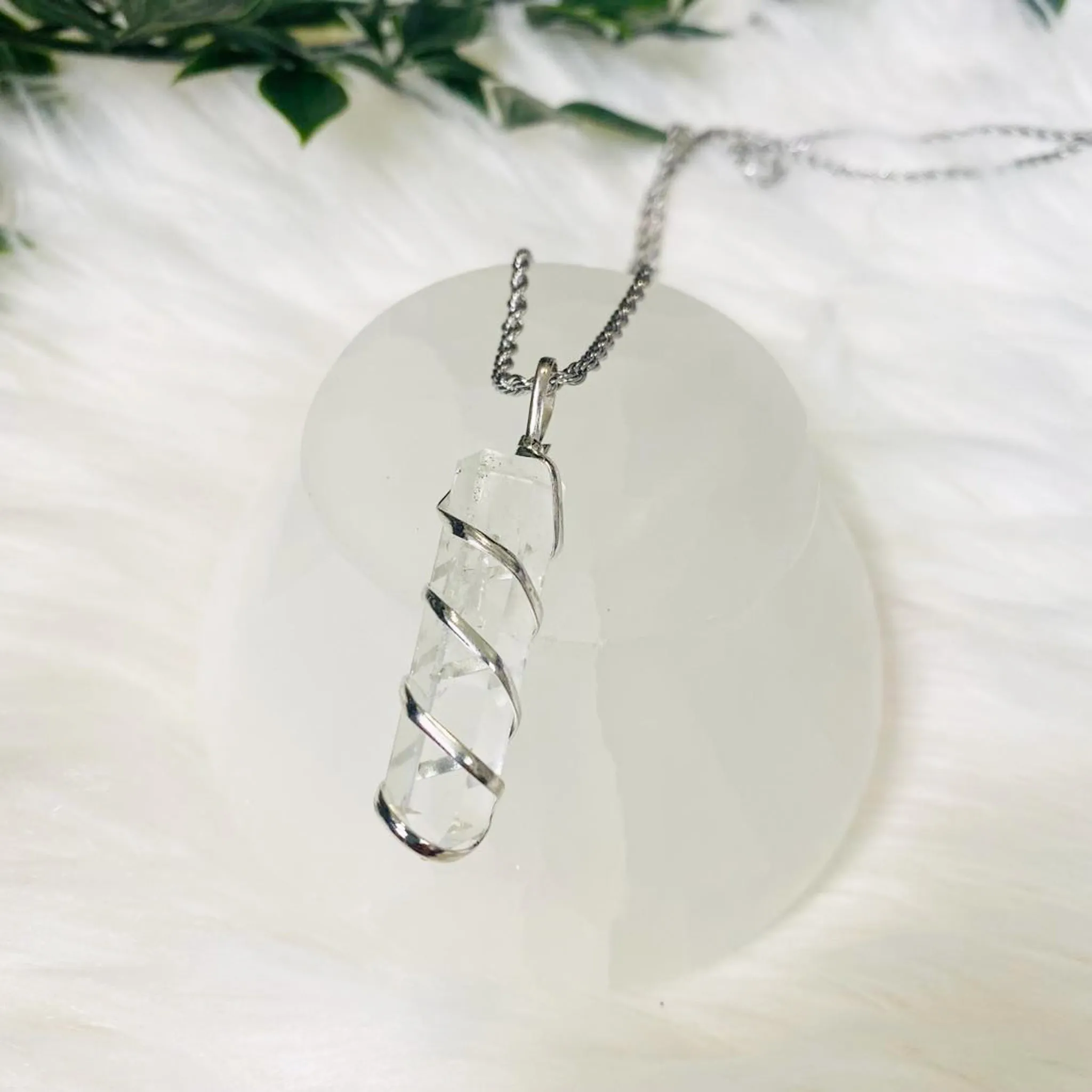 Clear Quartz Pointed Hand Wired Necklace