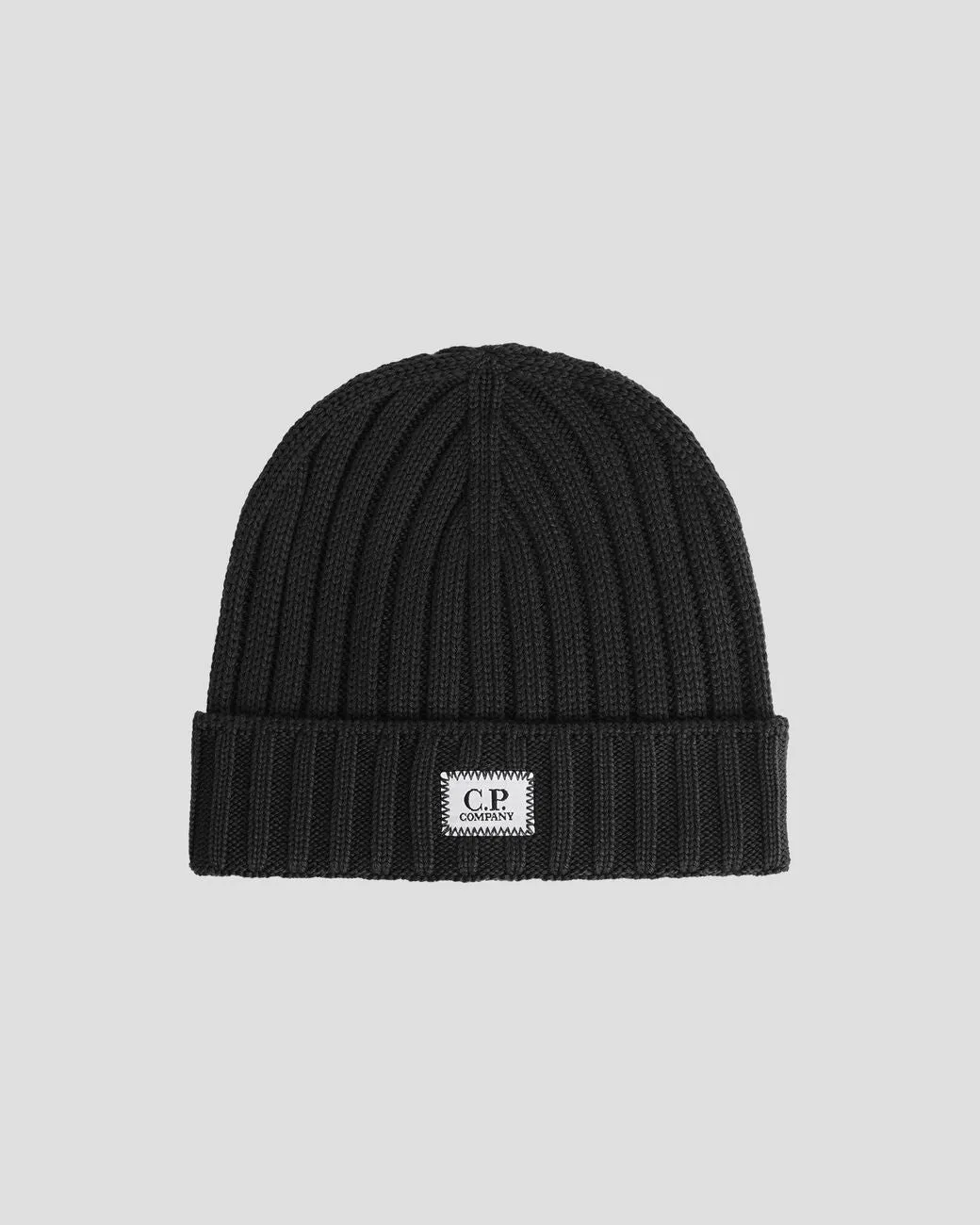 C.P. Company Extra Fine Merino Wool Logo Beanie / Black