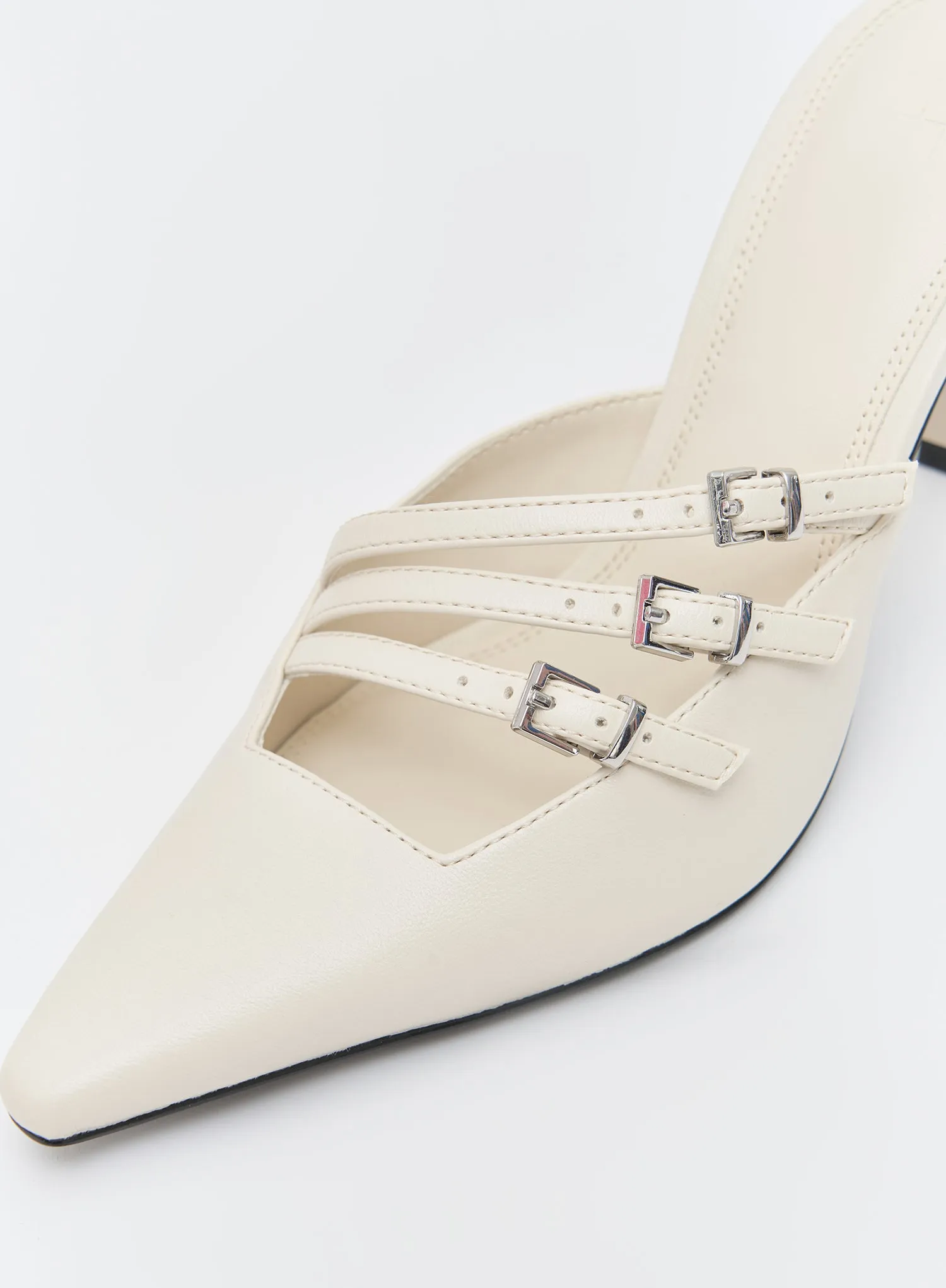 Cream Patent Buckle Mule - Cara