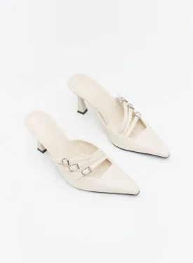 Cream Patent Buckle Mule - Cara