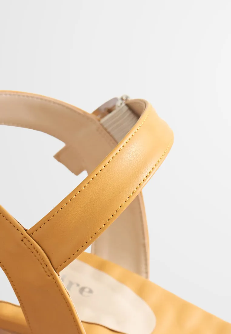 Crisanne Scrunched Easy Wear Strap Heels - Mustard Yellow