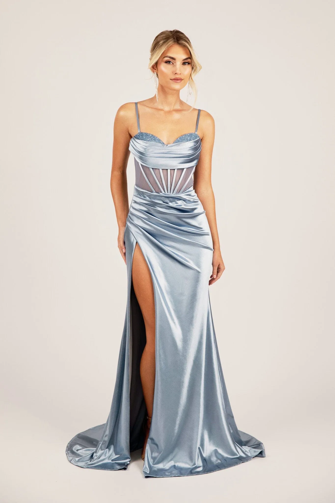 CRYSTAL Corset Gown - Ice Blue