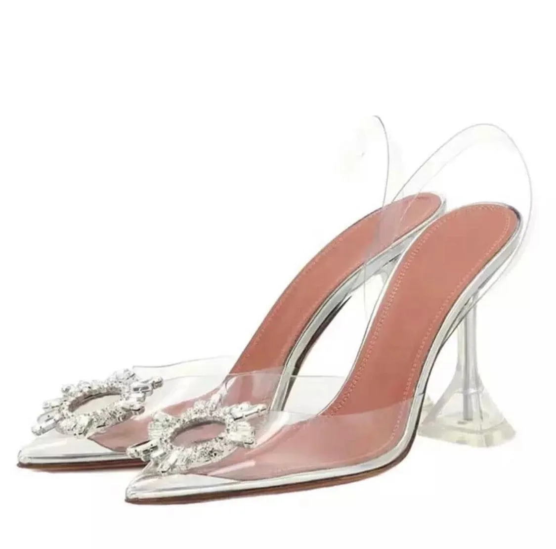 Crystal Embellished  PVC Slingback Pumps