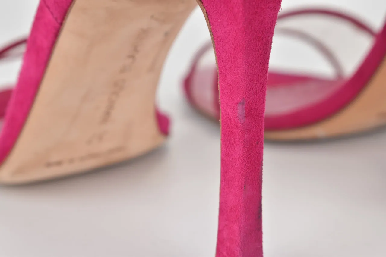 Dandolo Dark Pink Suede Ankle Strap Heels