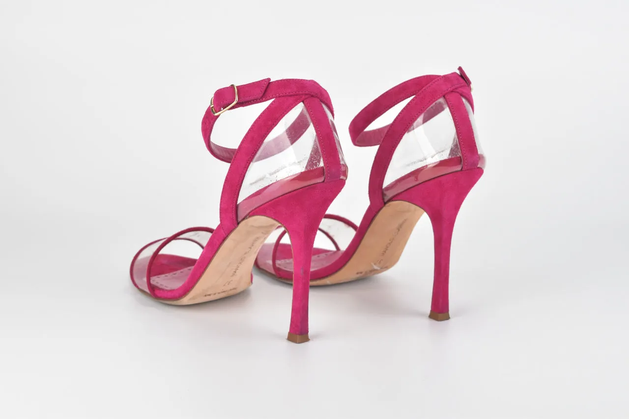 Dandolo Dark Pink Suede Ankle Strap Heels