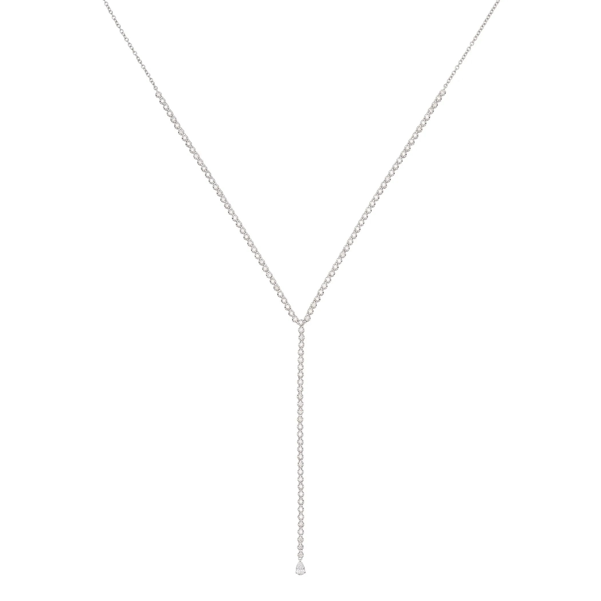 Diamond Lariat with Pear Shaped Diamond Detail