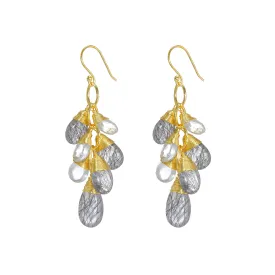 Earrings  - Rutile & Clear Crystal Quartz Briolette