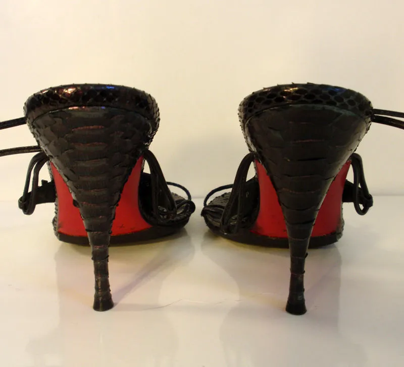 EMANUEL UNGARO Snake Skin Star High Heel Sandals with Ankle Strap Size 7 1/2