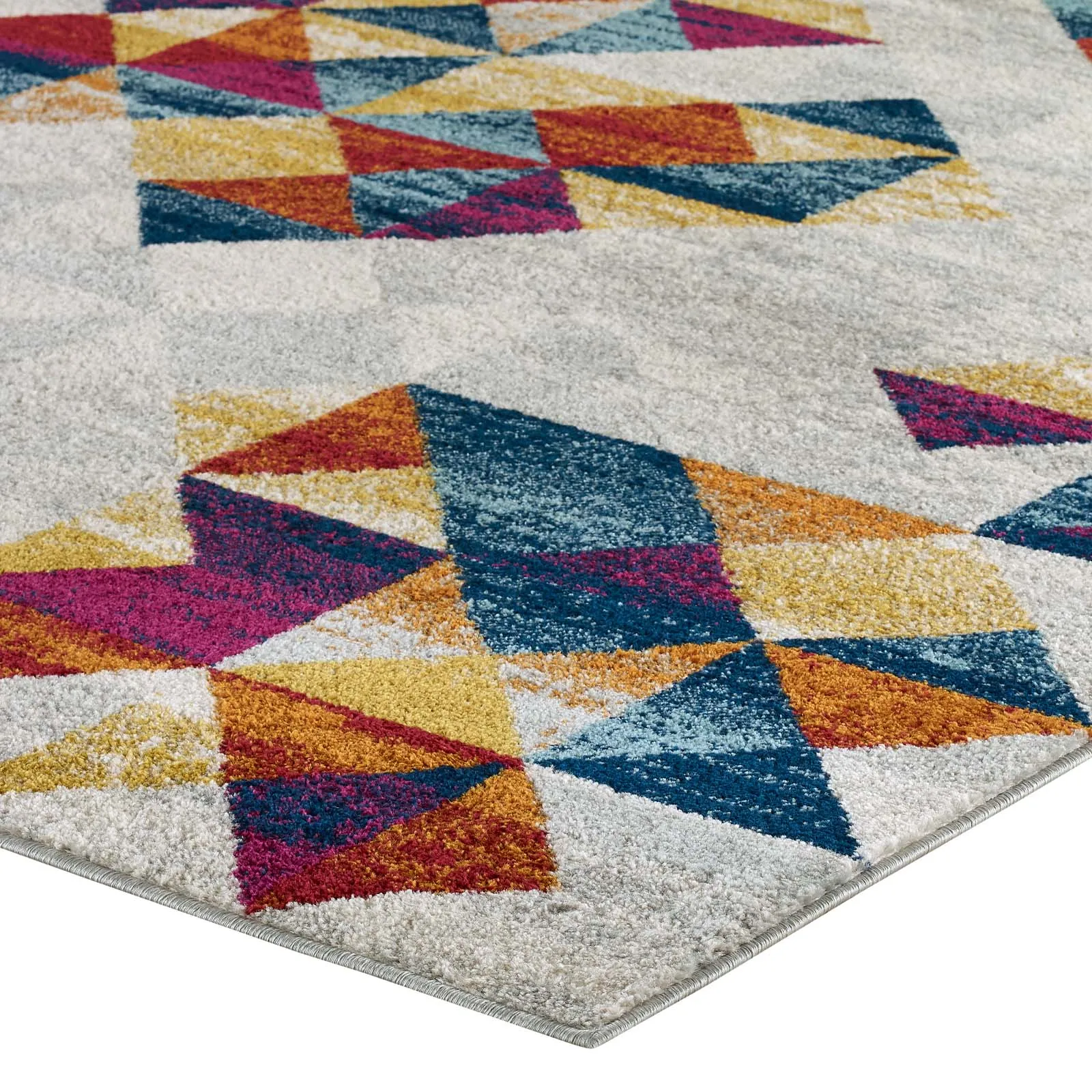 Entourage Elettra Distressed Geometric Triangle Mosaic Area Rug