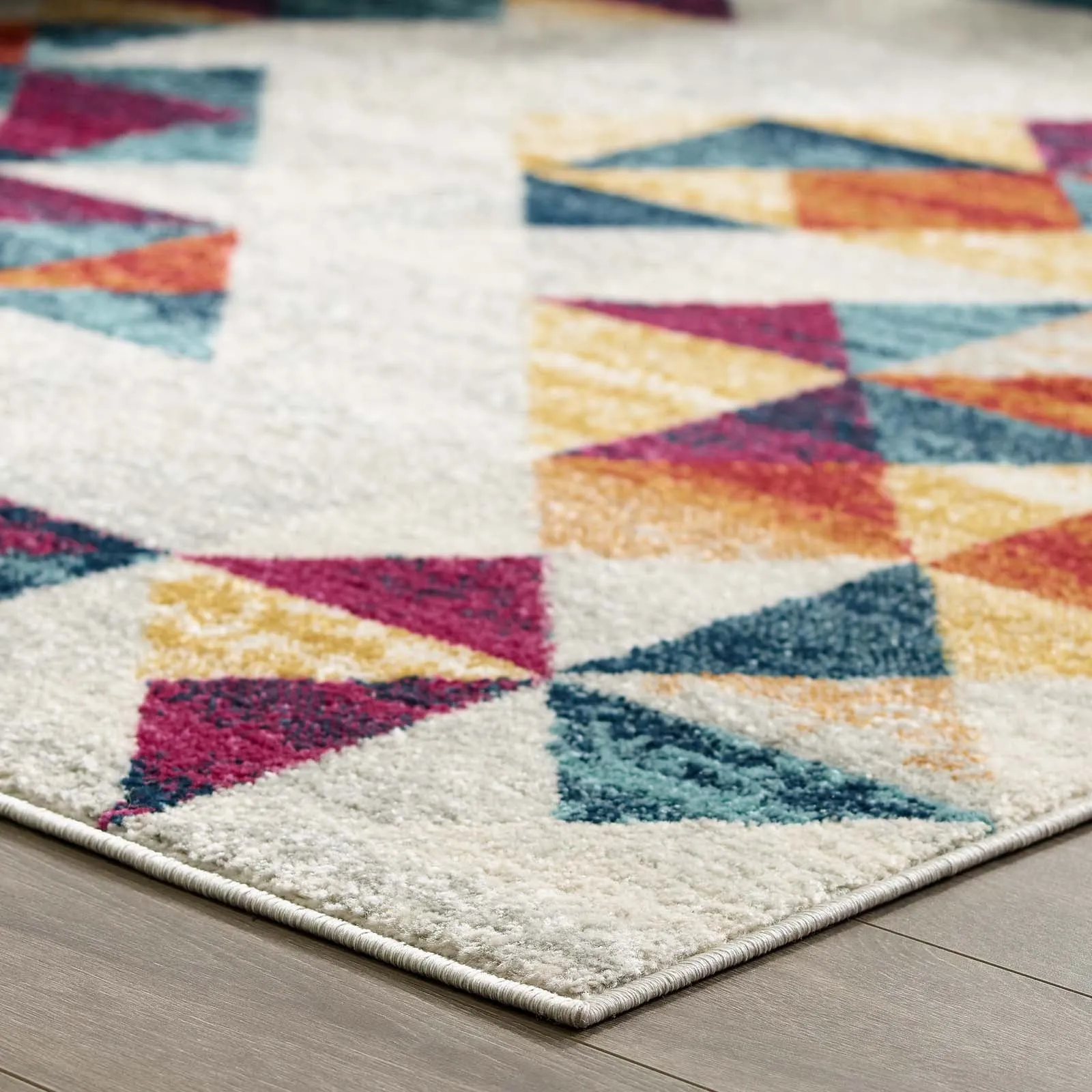 Entourage Elettra Distressed Geometric Triangle Mosaic Area Rug