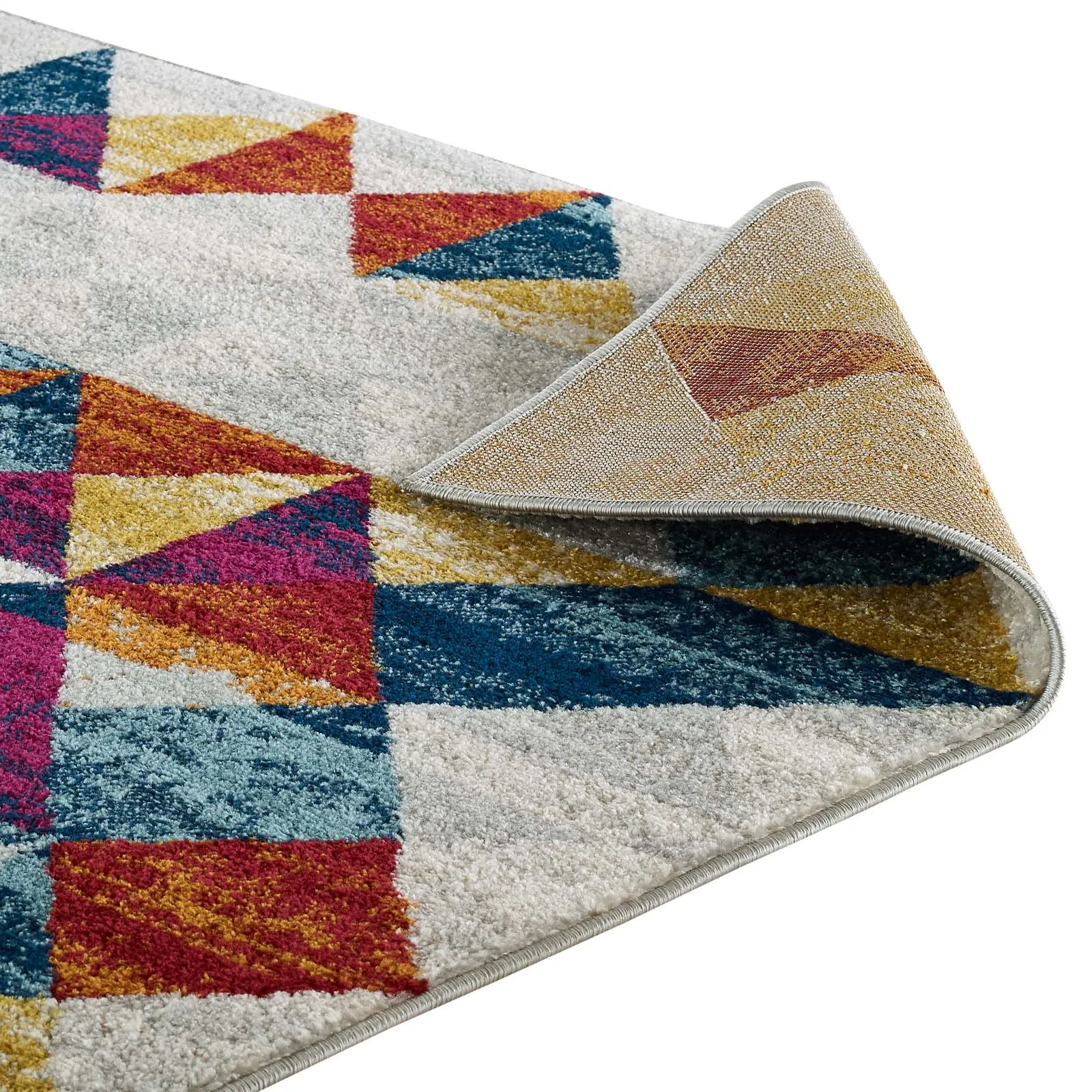 Entourage Elettra Distressed Geometric Triangle Mosaic Area Rug