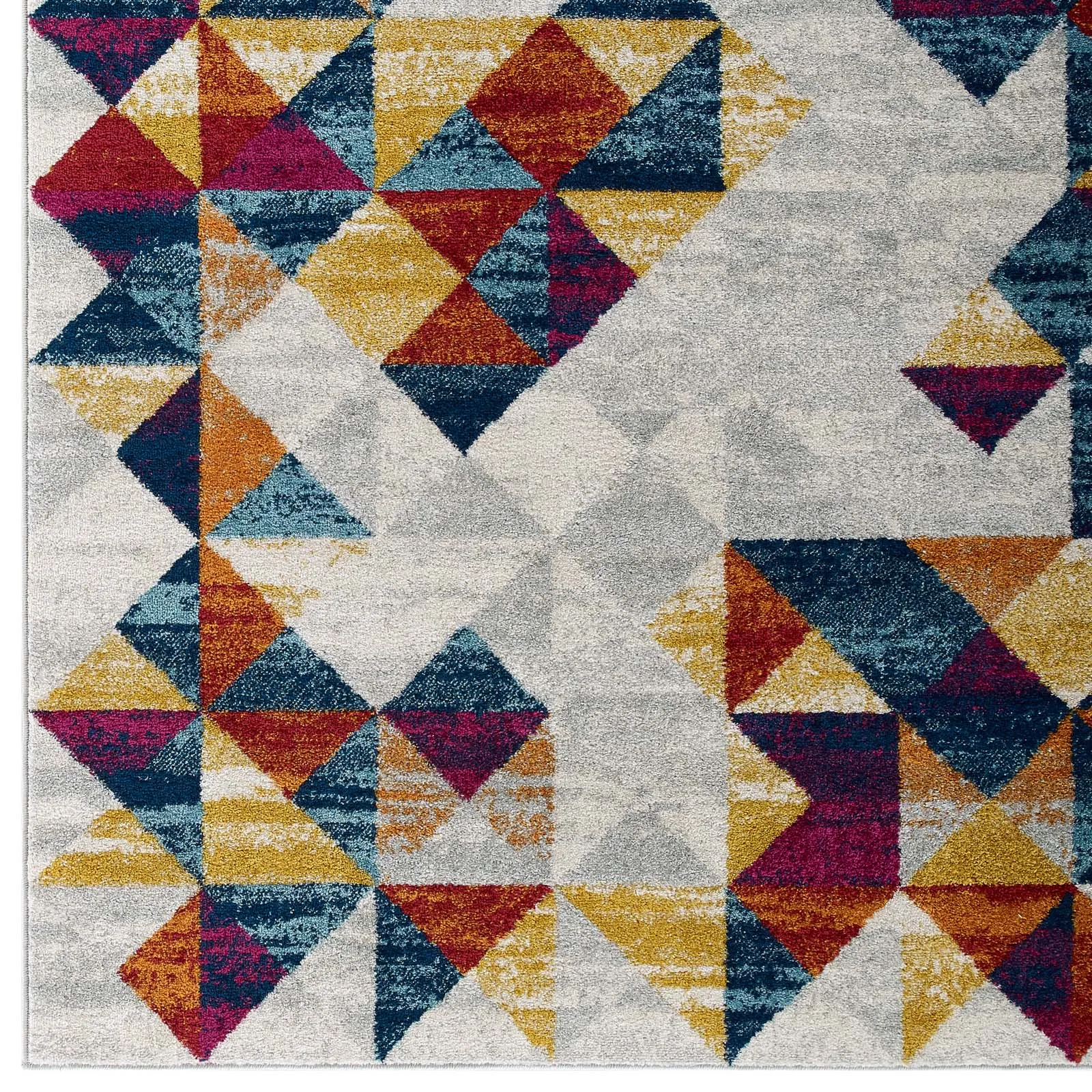 Entourage Elettra Distressed Geometric Triangle Mosaic Area Rug