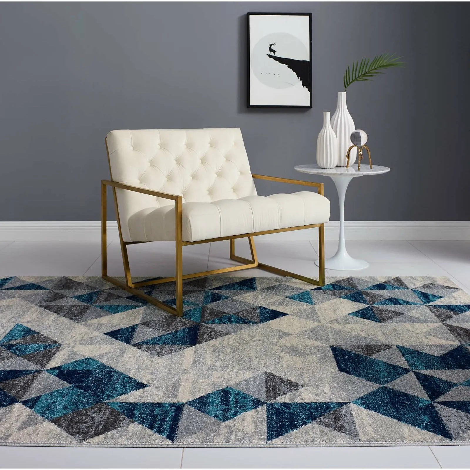 Entourage Elettra Distressed Geometric Triangle Mosaic Area Rug