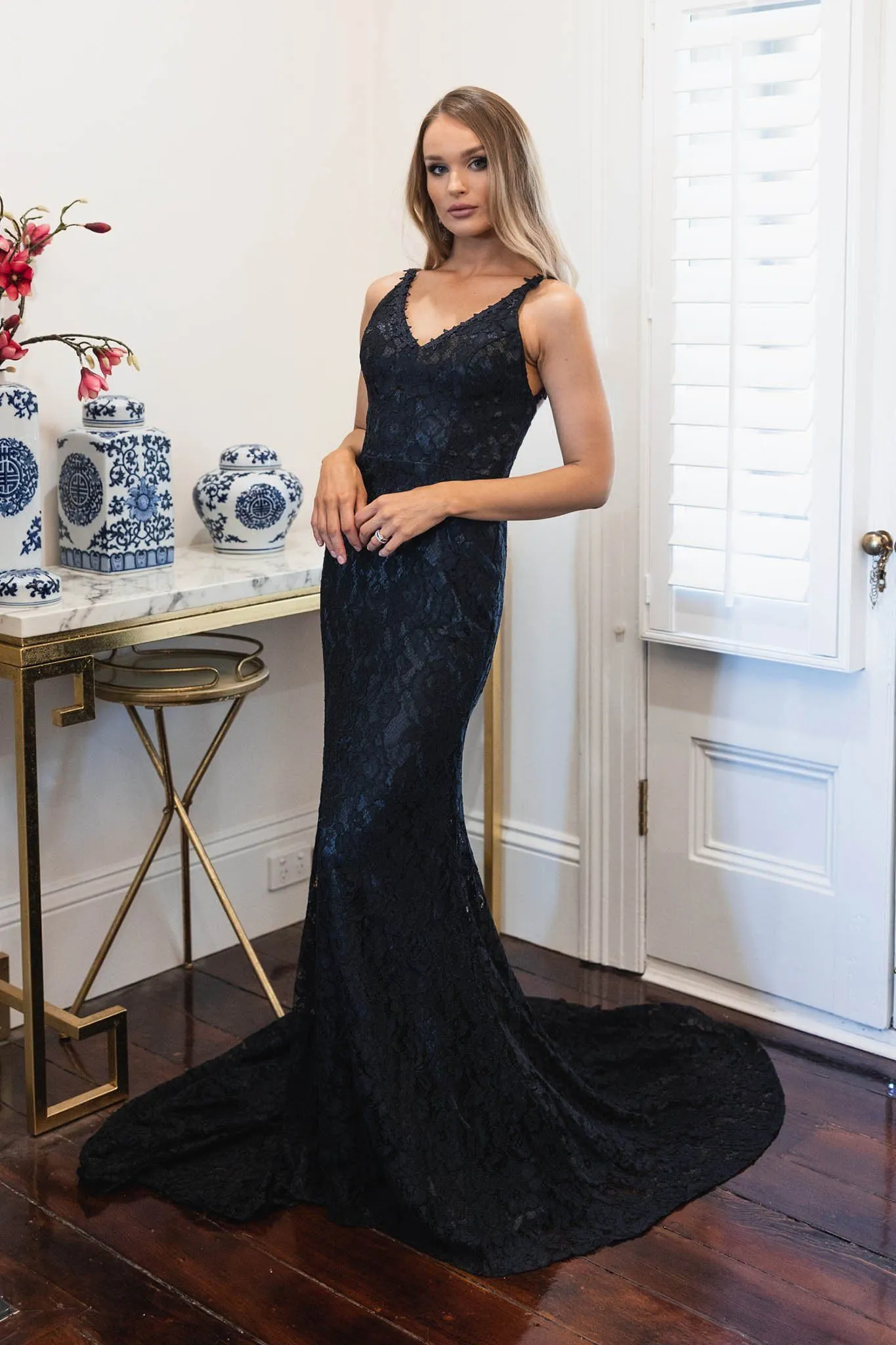 Fiona Lace Gown - Black