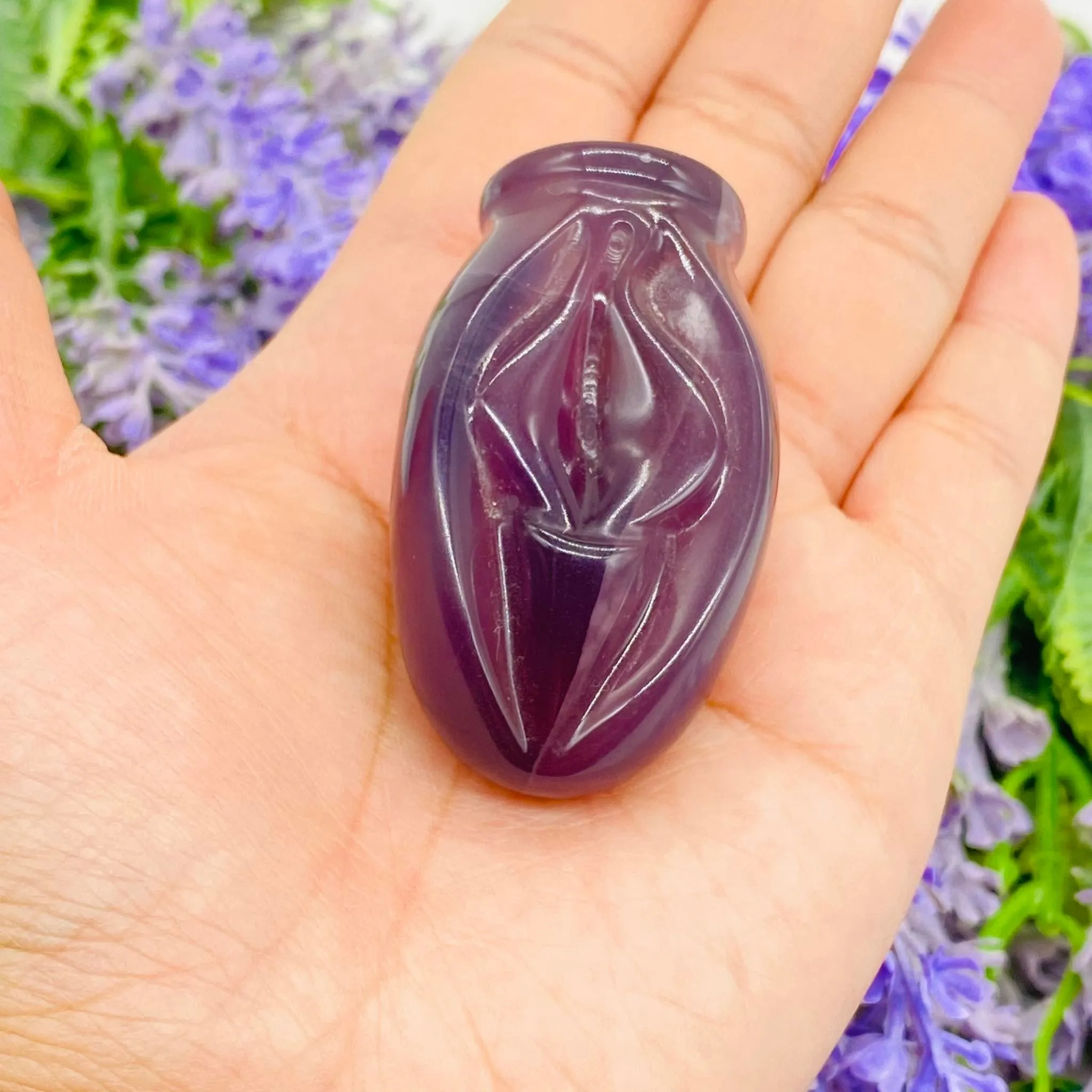 Fluorite Female Parts Crystal, Vagina Crystal, Yoni Vulva Vaginal Female Parts, Metaphysical, Reiki Healing, Aura Cleansing Crystal