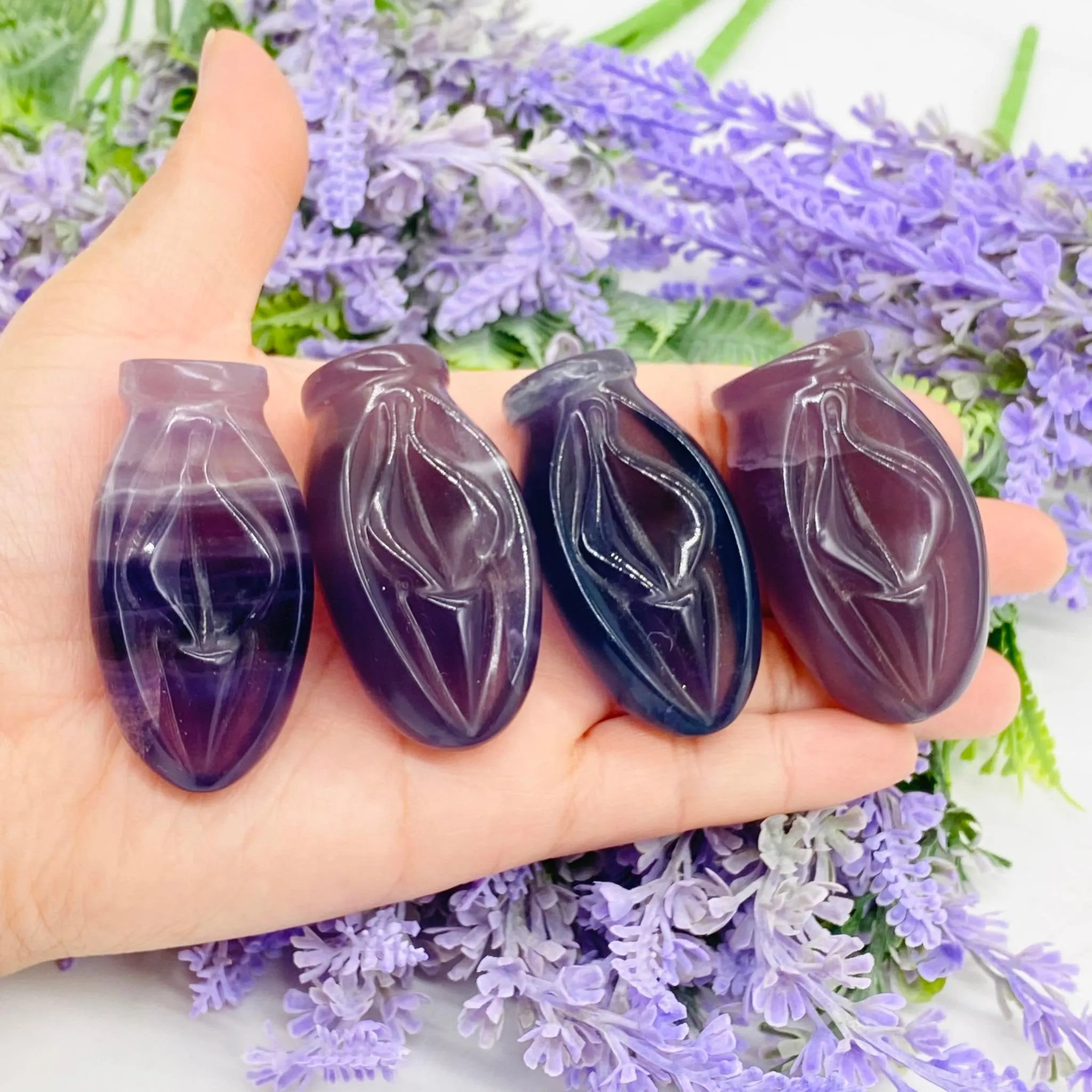 Fluorite Female Parts Crystal, Vagina Crystal, Yoni Vulva Vaginal Female Parts, Metaphysical, Reiki Healing, Aura Cleansing Crystal