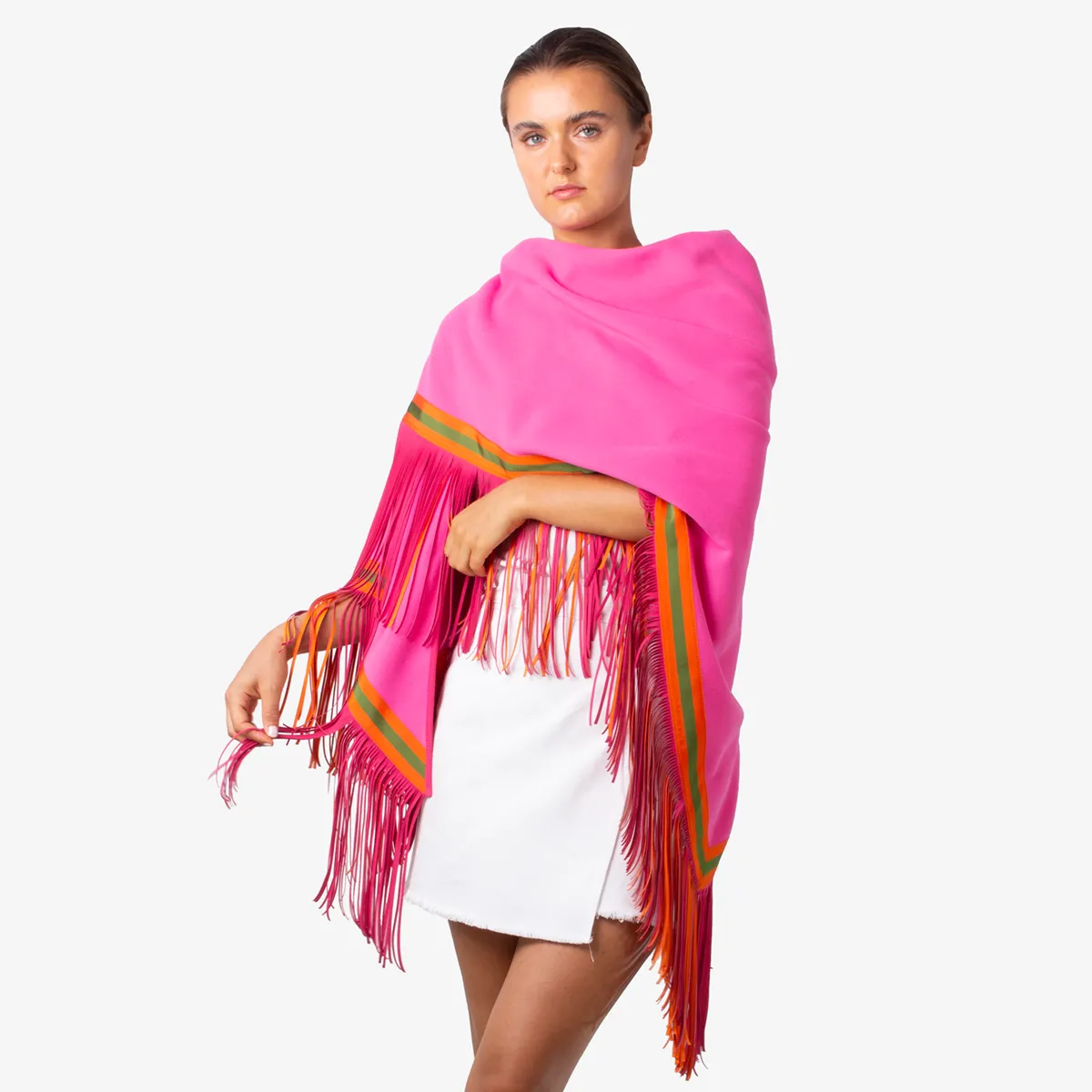 Fringe Triangle Stole "Miami Pink"