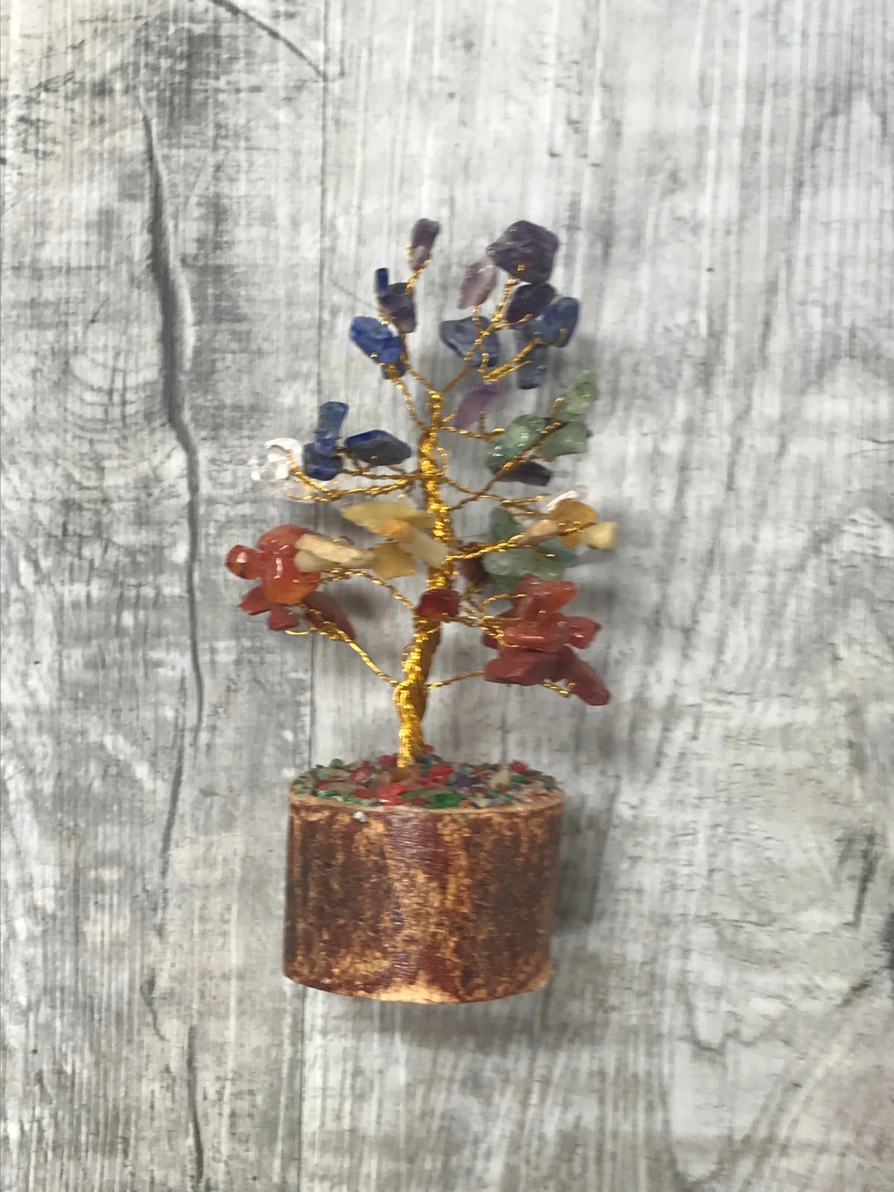 Gem Tree with Wood Base