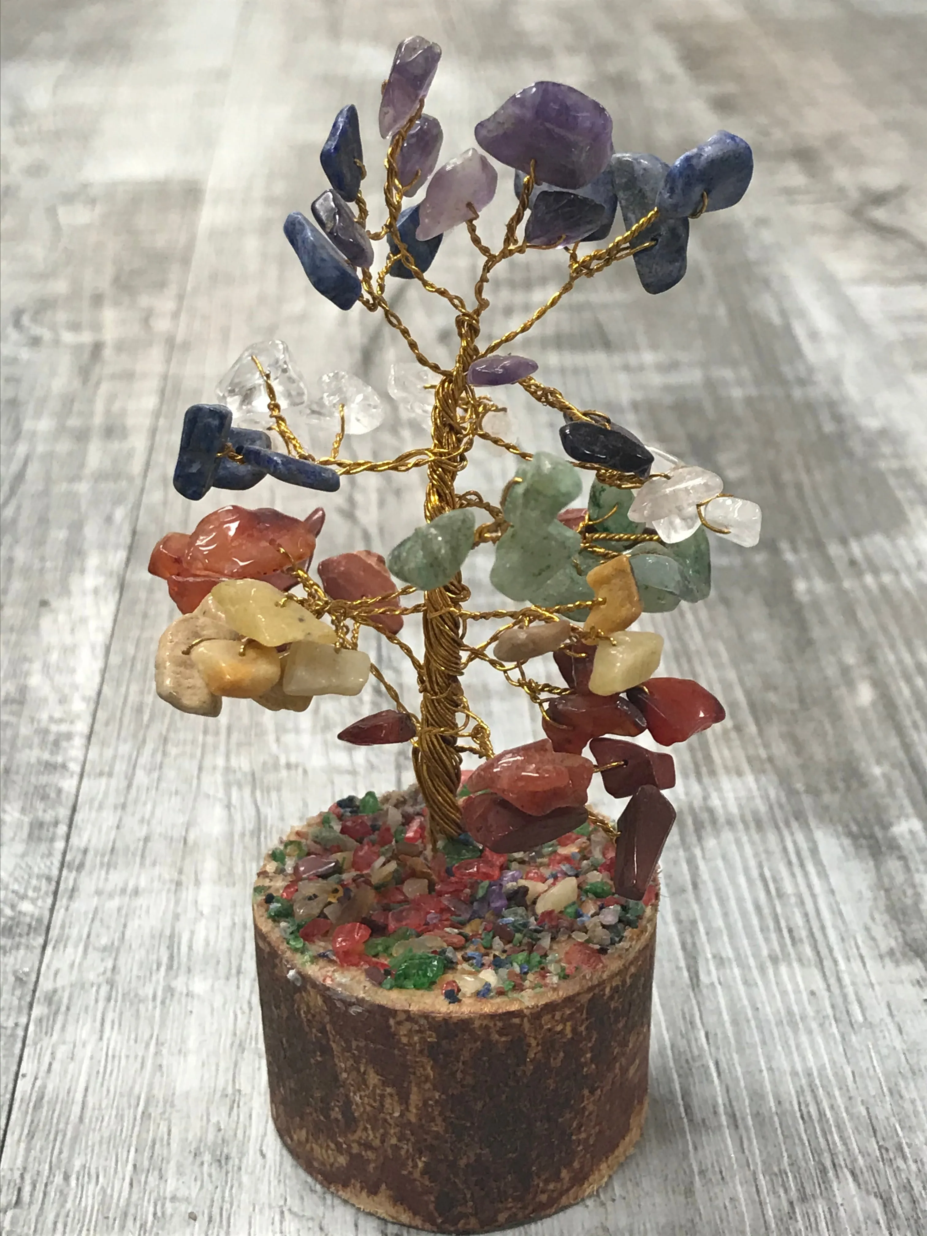 Gem Tree with Wood Base