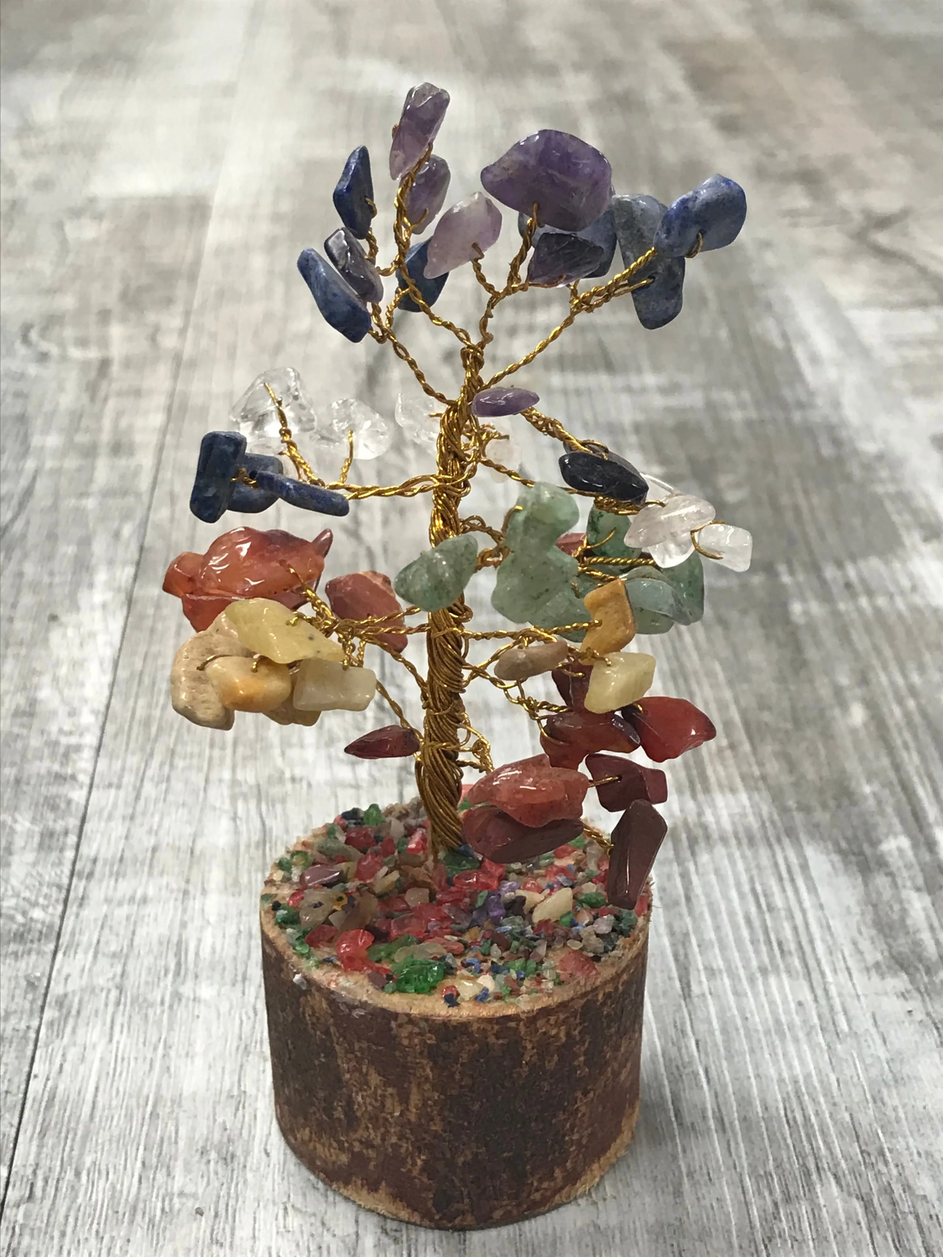 Gem Tree with Wood Base