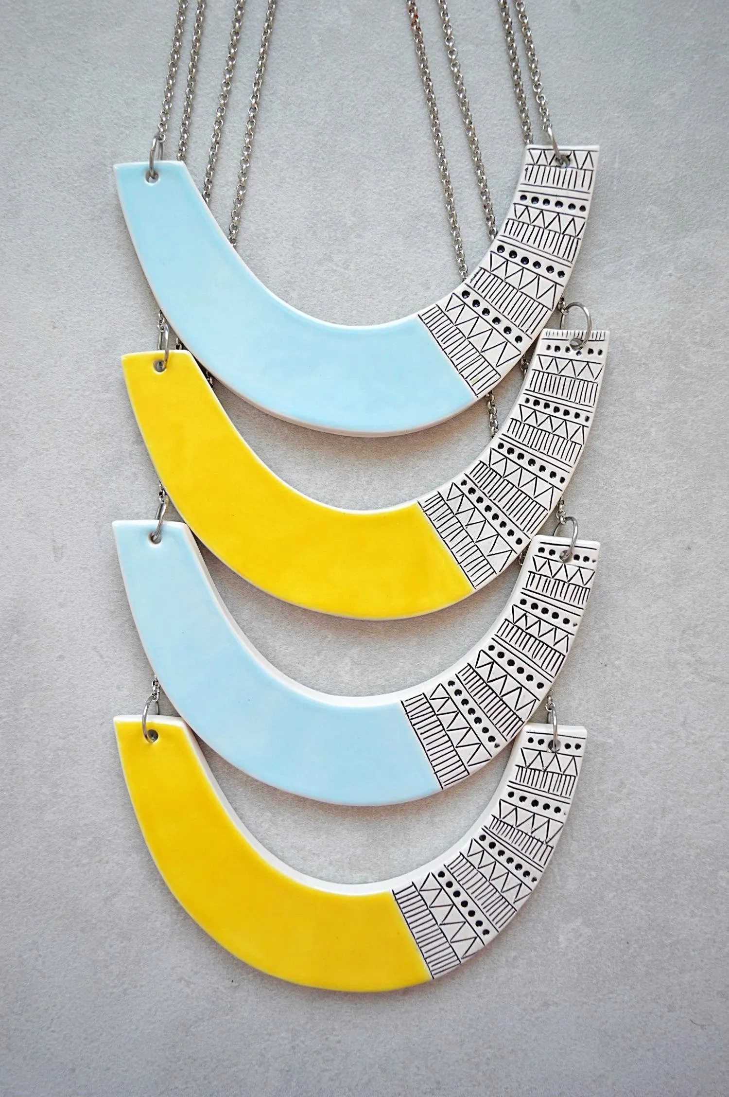 Geometric ceramic statement necklace