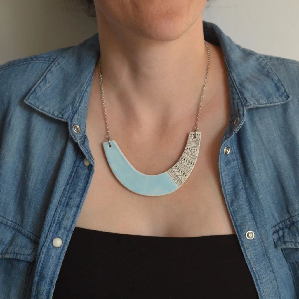 Geometric ceramic statement necklace