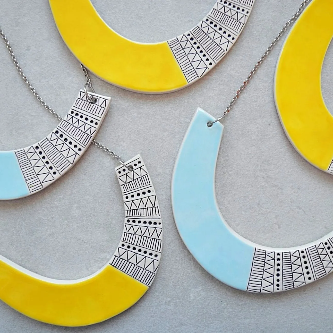 Geometric ceramic statement necklace