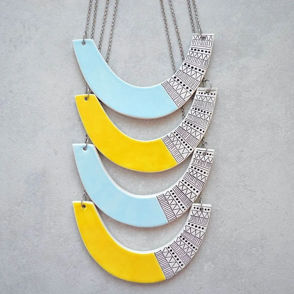 Geometric ceramic statement necklace