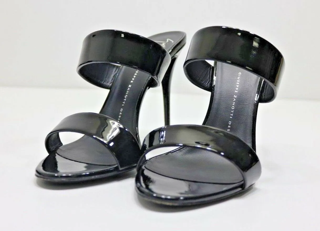 Giuseppe Zanotti Black Patent Leather 'Coline' Stiletto Sandals Size 40 e50303