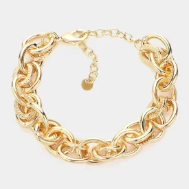 Gold Chunky Metal Multi Chain Bracelet