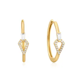 Gold Cubic Zirconia Geometric Hoops