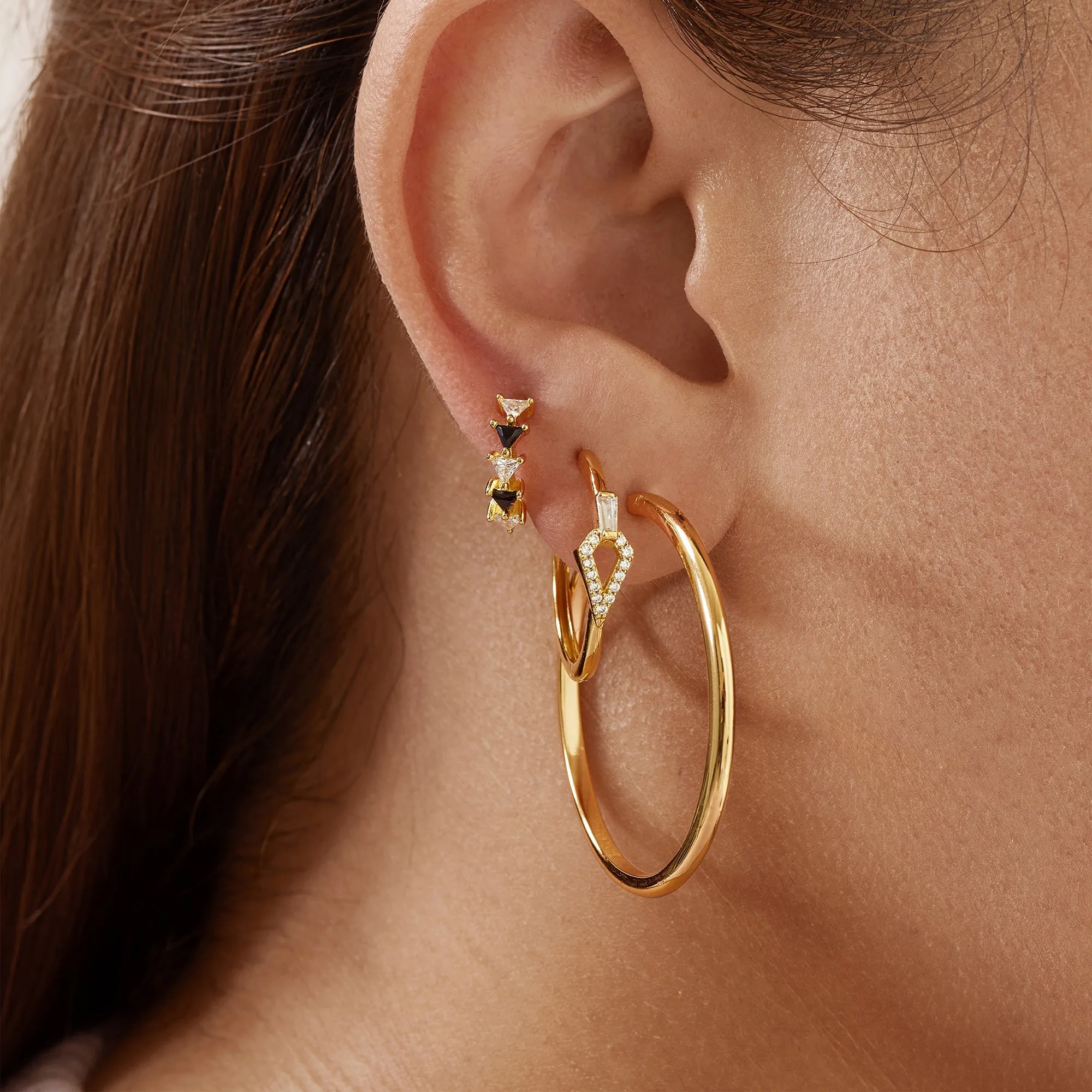 Gold Cubic Zirconia Geometric Hoops