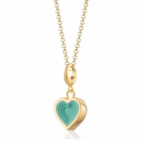 Gold Plated Geometric Turquoise Heart Charm Necklace