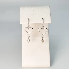 Heart Shaped Earrings with Freshwater Pearl