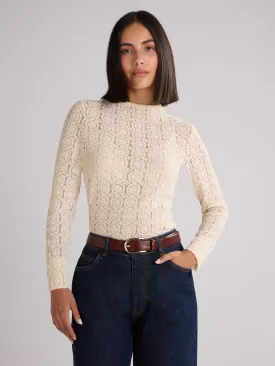 Ivory Lace High Neck Top