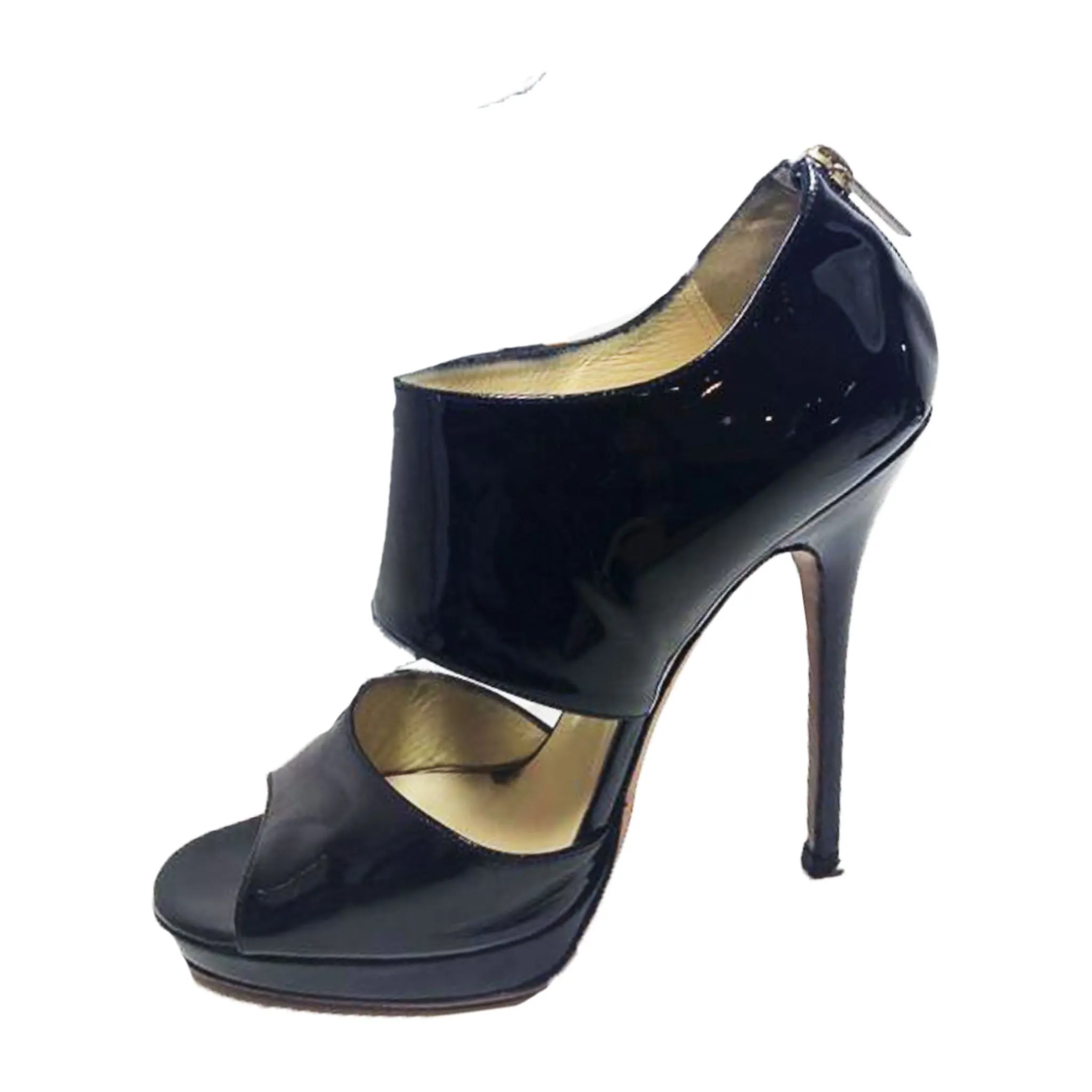 JIMMY CHOO "Private" Patent Leather Open Toe Heel with Back Zipper Size 39